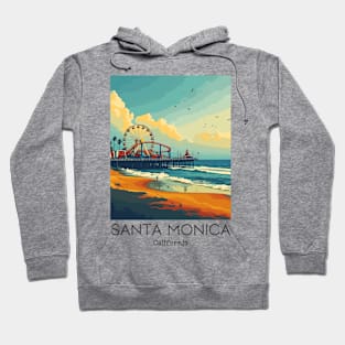 A Vintage Travel Illustration of Santa Monica - California - US Hoodie